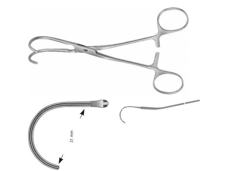 ДЕ’БЕКІ АТРАВМАТ. ЗАТИСКАЧ ВИГНУТ. 160MM